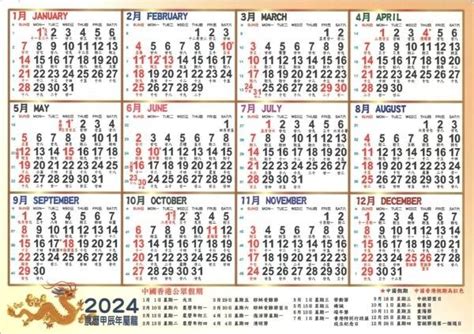 甲辰年農民曆|2024年年歷,通勝,農民曆,農曆,黃歷,節氣,節日